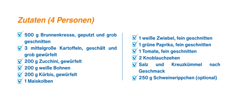 Zutaten Brunnenkresse-Eintopf